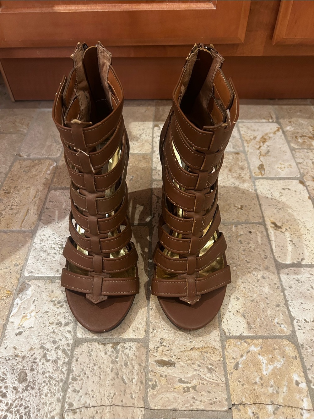 Steve Madden Petra Boot - Brown Strappy Gladiator Heeled Sandals